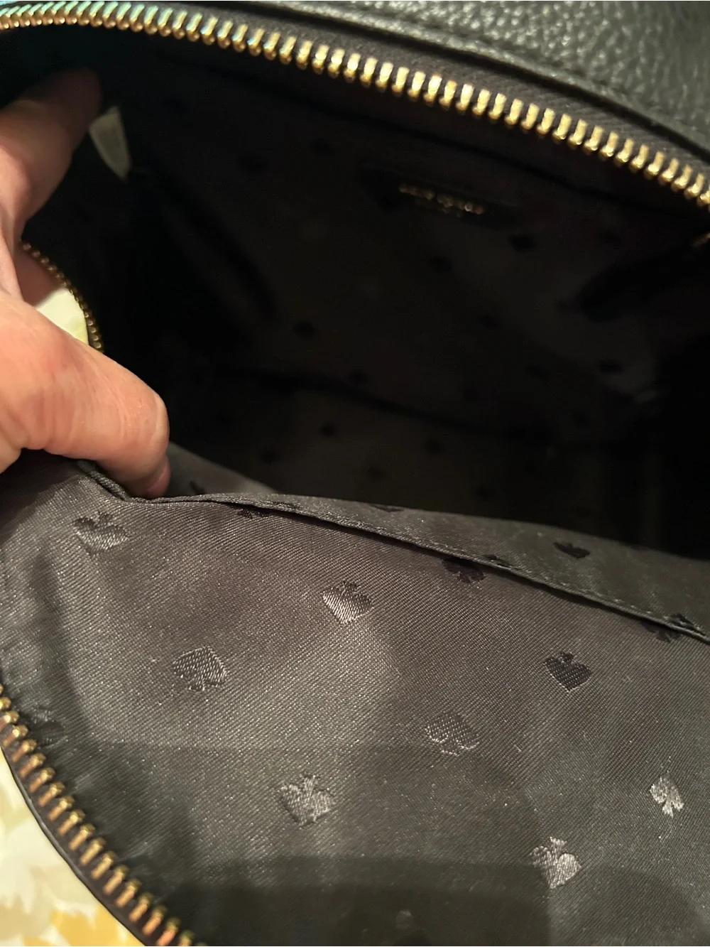 kate spade Black Pebbled Leather Mini Backpack with Gold Hardware